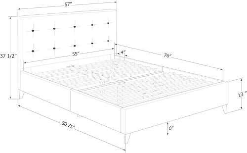 Miniatura 12 de South Shore Fusion - Cama y cabecera tapizada acolchada con plataforma, tamaño Queen, color gris medio