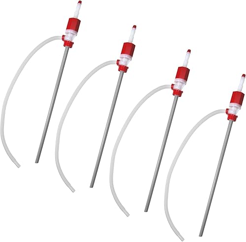 TERA PUMP Paquete de 4 Bomba de mano giratoria de tambor, bomba de barril, bombas de mano de aceite, gas, diésel, corrosivos, diluyentes, bomba de