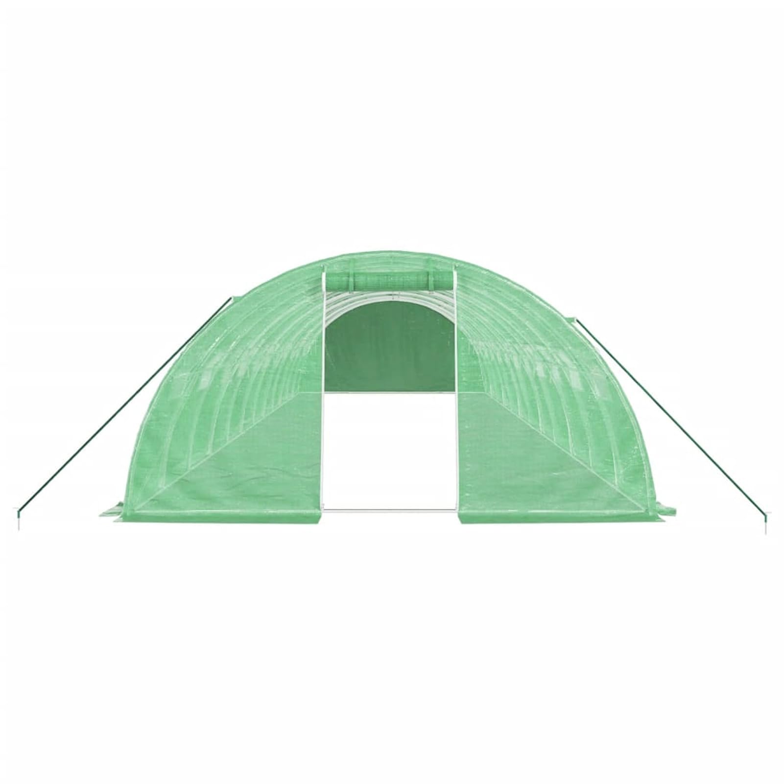 Tunelowa szklarnia ogrodowa, szklarnia ogrodowa z oknami do zielonych roślin i owoców, szklarnia z zieloną stalową ramą, 48 m², 12 x 4 x 2 m