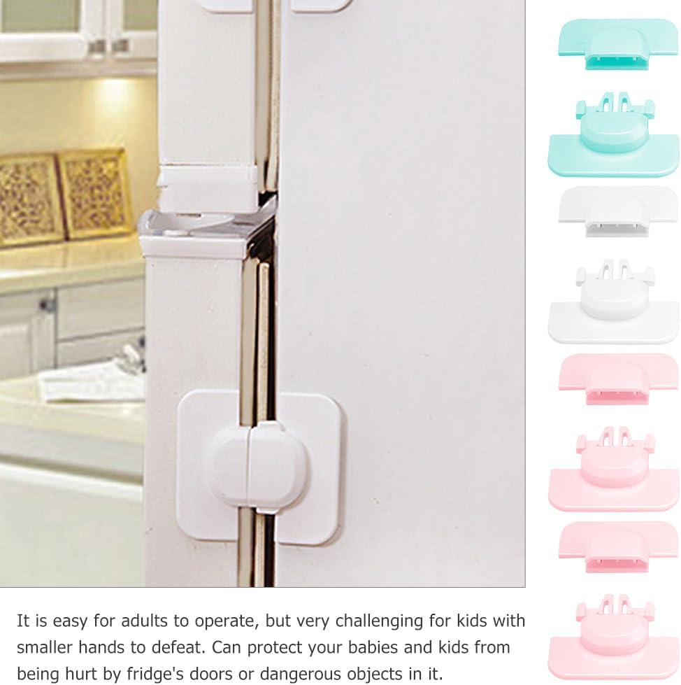 Baby Safety Lock for Fridge 4-Pack Childproof Refrigerator Locks No Drilling Easy Install Fridge Baby Proof Lock Protects Kids from Pinch Injuries