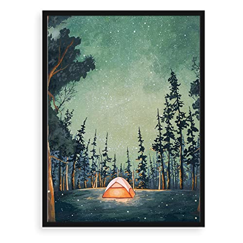 Sylvana Workshop - Camping Posters And Prints Wall Art, Unframed(11"X14" Wall Decor), Nature Wall Art And Mountain Print Set Abstract Travel For Hikers Campers Living Room Bedroom Bathroom Decor #TOP10