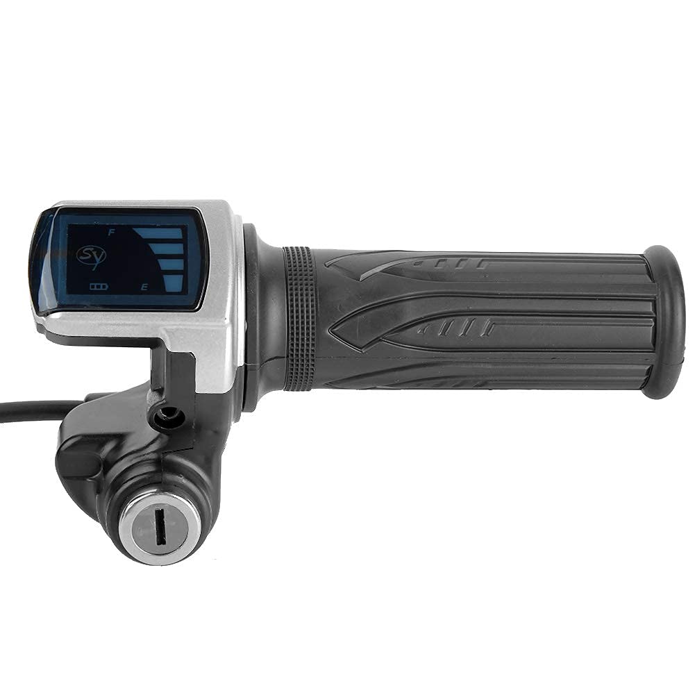 Kit Manubrio Acceleratore Per Bici Elettrica 36V | Mezza Torsione Con Indicatore LED E Blocco A Chiave | Compatibile Scooter E Moto Elettrica