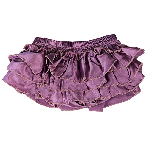 judanzy Ruffle Chiffon or Satin Tutu All Around Bloomer Diaper Cover (0-6 Months, Mulberry Purple)