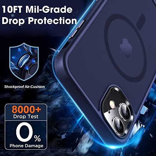 Image of MOCCA Magnetic Shockproof for iPhone 12 Case,Deep Blue | Fits iPhone 12 /12 Pro | 10ft Drop | Compatible with MagSafe | Anti-Slip Matte | Raised Camera & Screen Lip | Ultra-Slim
