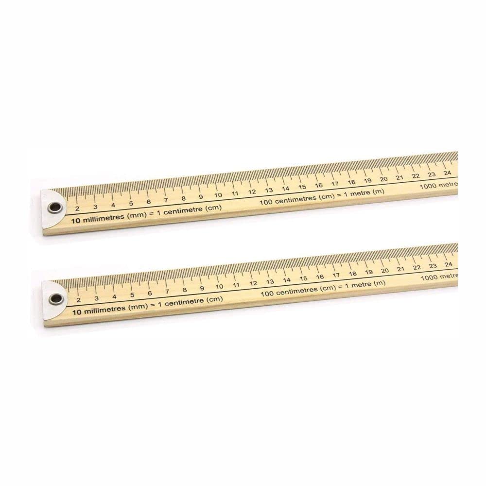 3 Ace Crafts (2 Scales) Wooden Meter Stick – Meter Wooden Ruler, Single-Side Printed, Precise & Lightweight for School, Office, Lab, Dressmaking, Crafts & Field Work