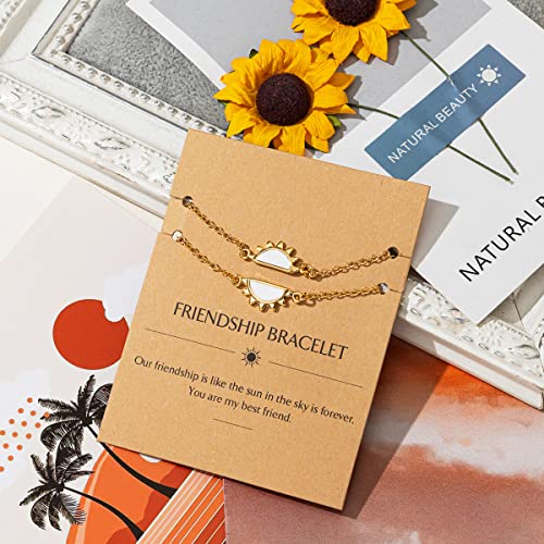 Friendship Sun Bracelet, 16k Gold Plated Copper Sun Dainty Bracelets Delicate Adjustable Link for Graduation Birthday Anniversary4