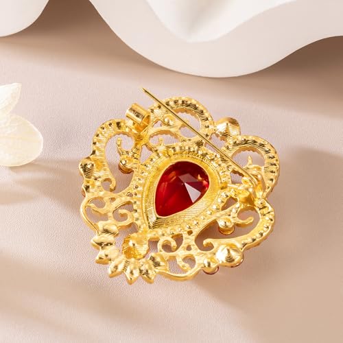 Image of SELOVO Vintage Style Elegant Crown Rhinestone Teardrop Pin Brooch for Women
