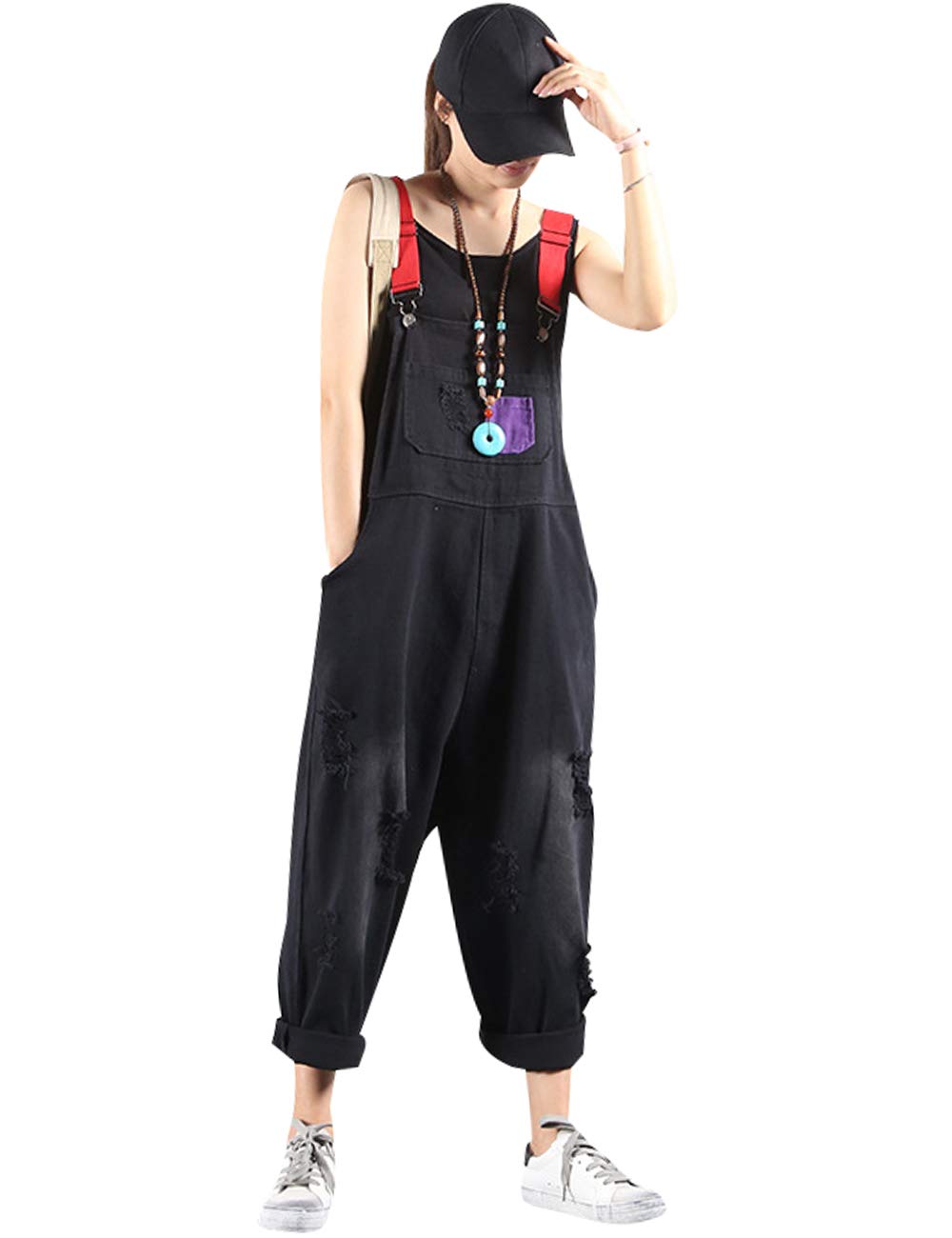 Damen Jeans Latzhose Ärmellos Overalls Jumpsuits