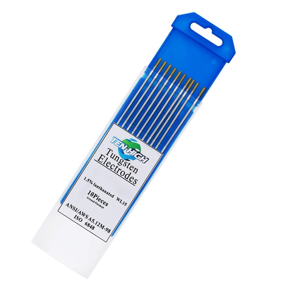 TEN-HIGH Soudage TIG Électrodes en tungstène, 1,5% de Lanthane, WL15 (Or), 2,0 mm x 175 mm de 10 pièces par paquet