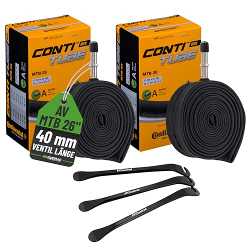2er Set Continental Fahrradschlauch Contitube MTB 26 Zoll AV 40mm 47/62-559...