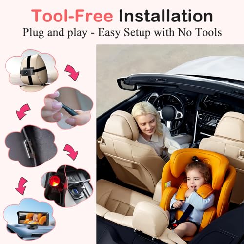 dual baby car camera for 2 kids  69 split screen ultrawide hd display with 2 cameras ir night vision easy installation dual car camera baby monitor for infant amp toddler safety by fodkh