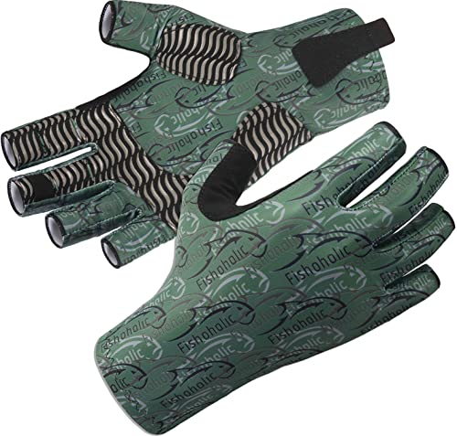 Súper agarre en guantes de pesca sin dedos Fishaholic UPF50+