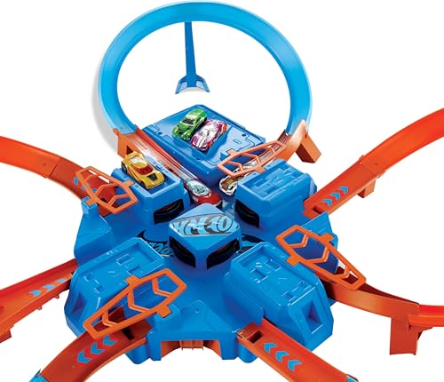image for Hot Wheels Track Set with 1:64 Scale Toy Car, 4 Intersections for Cras