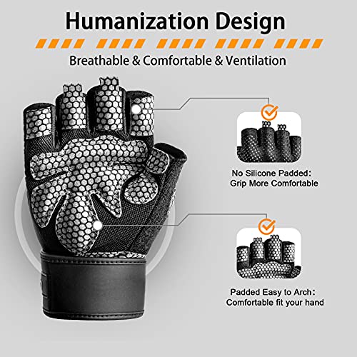 iECO Guantes Gimnasio para Hombre y Mujer, Gym Guantes Transpirable con Protección Completa de Muñeca y Palma, de Pesas, Musculación, Fitness, Ciclismo - Imagen 6