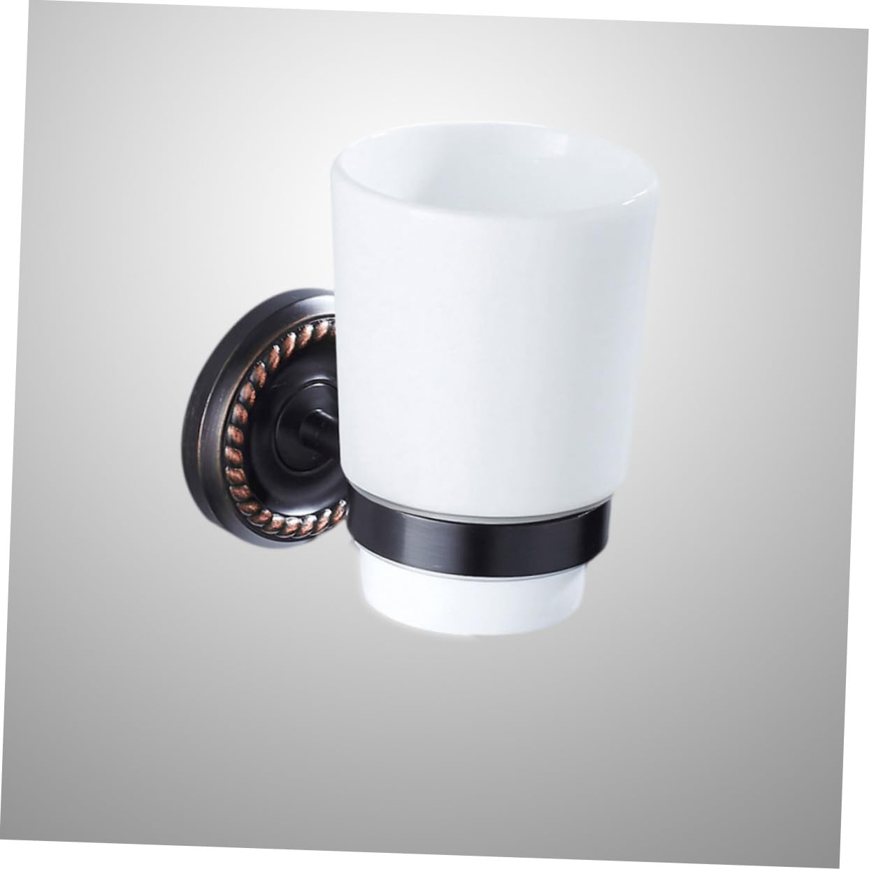 WOONEKY Portaspazzolini da Parete in Rame Nero Portaspazzolino Singolo Portabicchieri per Bagno Portaoggetti Accessori da Muro