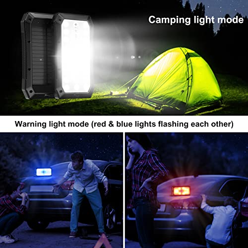 Abfoce Solar Power Bank 36800Mah 12V1.5A 18W Pd Qc 3.0 Usb C Fast Charging 10W Wireless Portable Charger With 4 Outputs And 44 Led Lights, Ip65 Waterproof Battery Pack Compatible With Iphone, Android #TOP3