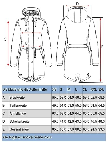 Navahoo Damen Übergangsjacke Regenmantel wasserdichte lange Regenjacke mit verstellbarer Kapuze und geschweißten Nähten Tropical Stormoo Oliv Gr. M