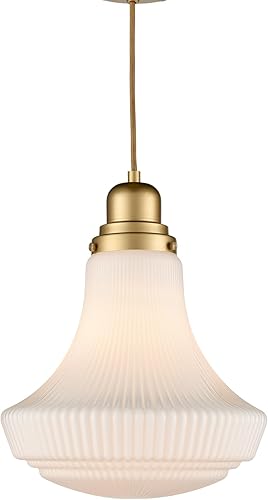 Miniatura 1 de CLAXY Moderna lámpara colgante dorada con pantalla de vidrio de leche, lámpara colgante de isla de cocina, regulable, ajustable, colgante de vidrio