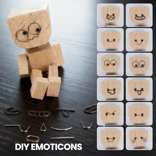 Whimsical Shaking Figurine, Wooden Man with Swappable Face Plates, Fun Kinetic Desk Decor for Office & Home, Engaging Gift for Coworkers & Friends - Image 3