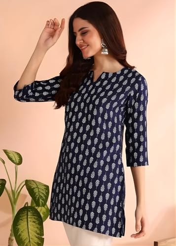 Image of Women's Short Kurti in TopsTunic Rayon Cotton Blend | Ladies Ethnic Tunic