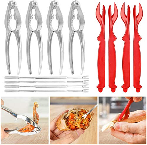 12Pcs Seafood Tools Set with Crab Crackers Lobster Shellers Seafood Picks, Aluminum Alloy Seafood Tools (Multicolor) - Thumbnail 3