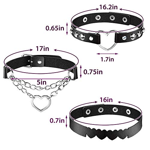 6 Pieces Halloween Heart Shaped Theme Leather Choker Punk Goth Choker Adjustable PU Leather Collar Set(Black)3