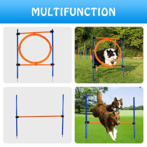 YON.SOU. Dog Agility Training Equipment, Obstacle Course Training, (with Dog Agility rods Jump& Hoops, Agility Tunnel Frisbee Training Whistle, Carrying Bag) (Dog Obstacle Tunnel New)