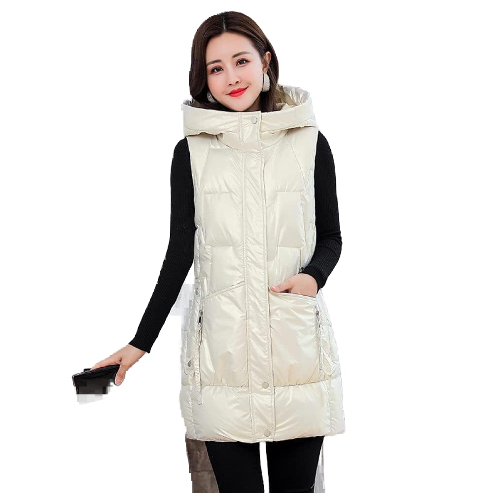 Lange gilets voor dames, VK, gewatteerde lange mouwloze jas, modieuze
