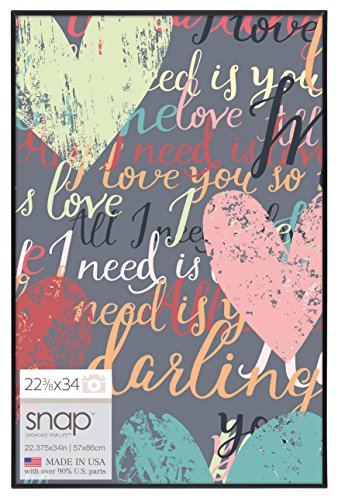 Snap U-Channel Poster Frame, 22.375 by 34-Inch, Black