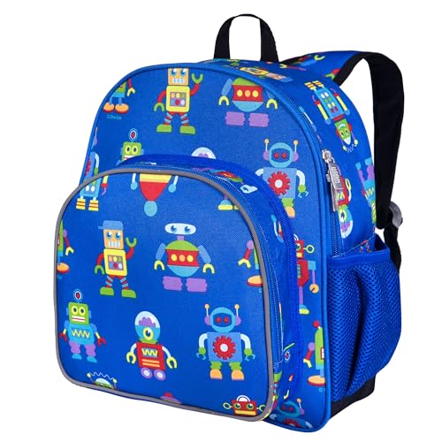 Image of Wildkin Olive Kid's Plastic Robots Pack 'n Snack Backpack