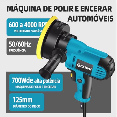 Lixadeira Politrizes Polidora Automotiva com Acessorios 6 Velocidade 700w