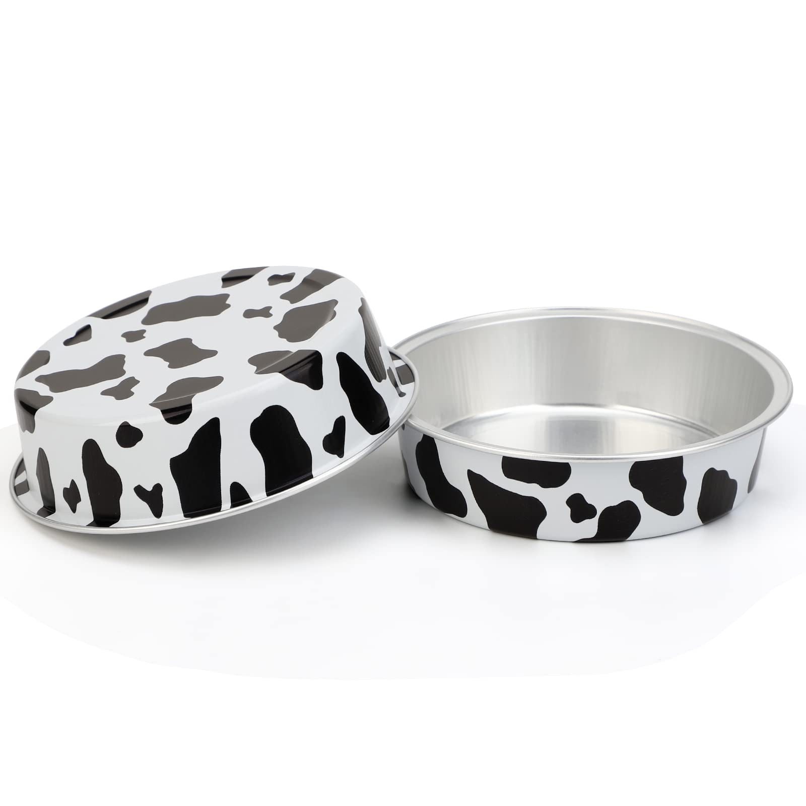 Beasea 100 szt. mini foremek do ciast jednorazowych 10 cm z pokrywkami, aluminiowe, czarno-białe, do muffinek, sernika, quiche