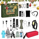 Kit de supervivencia Calendario de Adviento – Calendario de Adviento de Navidad 24 días – Equipo de supervivencia para pesca, senderismo, caza, camping, al aire libre – para marido, padre