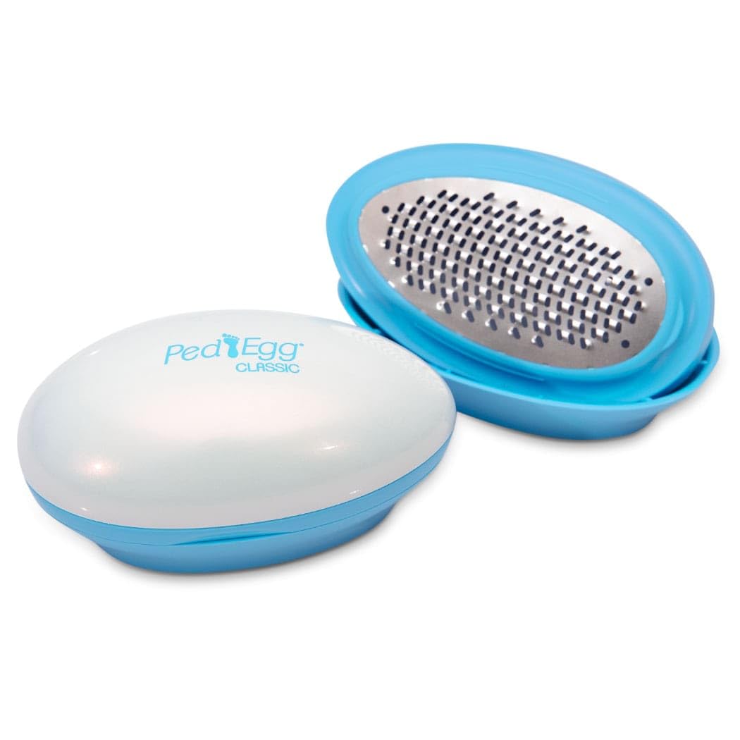PedEgg Foot File Traps Shavings Inside for Mess-Free Use Painless Callus Remover with Ergonomic Handle for Tough Dry