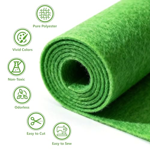 Image of Felt Fabric 36'' X 36'' Large Felt Sheets Stiff Craft Felt by The Yard for DIY Crafts Letter Coaster Flower Ornament Sewing Party Decoration Christmas Supplies Nonwoven (Green)