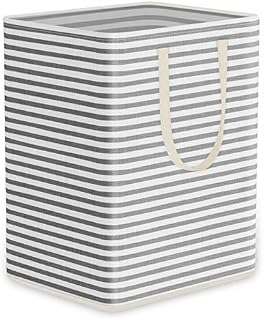 Beinhome Laundry Basket Foldable 75L,Waterproof Inner Canvas Fabric Laundry Hamper Laundry Box Storage Container with Extended Handles for Clothes Toys Organisation 60 x 28.5 x 39 cm BluexWhite