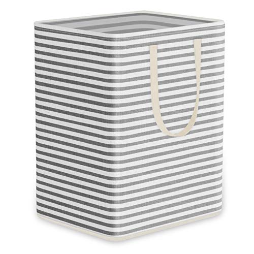 Beinhome Cesto plegable para la colada 75 L,resistente al agua tela interior,cesto para la colada con asas ampliadas para organizar ropa y juguetes,60x28,5x39cm,azul x blanco Cover