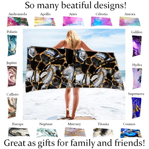 V Athletica Quick Dry Microfiber Beach Towel - Thin Durable Oversized Towel 30" X 60" For Men, Women, Boys, And Girls (Black Gold) #TOP2