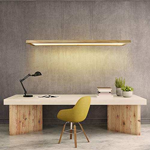 ZMH LED Pendelleuchte Hängelampe Holz - Esstischlampe Esszimmer Dimmbar Modern Design 100CM Mit Fernbedienung Esstisch lampe Hängend Höhenverstellbar Hängeleuchte für Wohnzimmer Schlafzimmer Büro