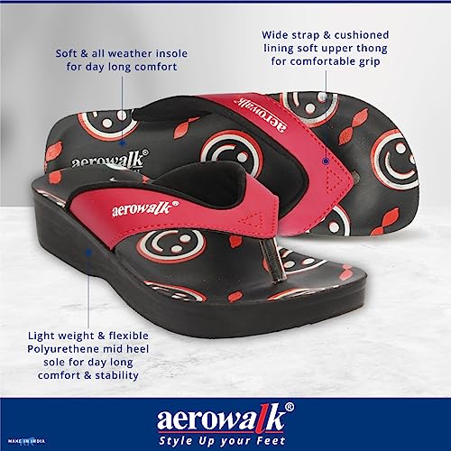 Image of AEROWALK Stylish Fashion Slipper for Women | Comfortable| Lightweight | Anti Skid | Casual Office Footwear (0895 BLACK)