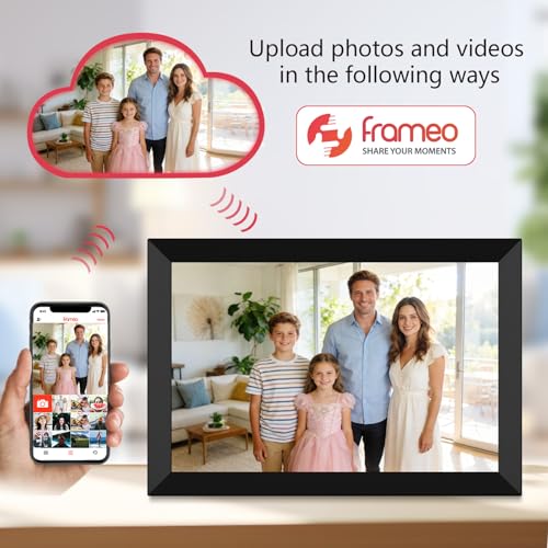 Image of FRAMEO WiFi 10 inch Digital Photo Frame 32GB Electronic Digital Picture Frame with 1280x800 IPS Touch Screen Auto-Rotate Share Photos /Videos Instantly via Frameo App, for Grandparents & Family