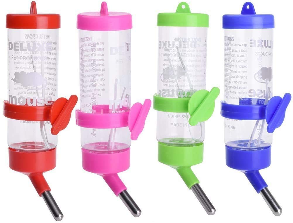 250ML Water Feeder Bottle Bowl with Holder for Pet Dwarf Hamster Mice Gerbil Rat Chinchillas Guinea Pig Squirrel Rabbit Small Animal Water Dispenser Random Color 1 Piece