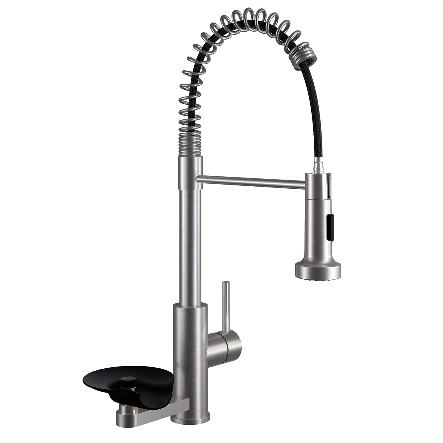 ZQFHSX Kitchen Sink Tap with Cup Washer Single Handle Lever Commercial High Arc Pull Out Sprayer Spring Mixer Taps Glass Rinser fit 1 or 3 Hole for Farmhouse Camper Laundry Utility RV Wet Bar Brushed
