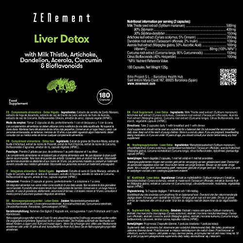 Lever Detox, met Mariadistel, Artisjok, Paardenbloem, Acerola, Curcumine en Bioflavonoïden, 180 Capsules | Zuiverend… - Image 3