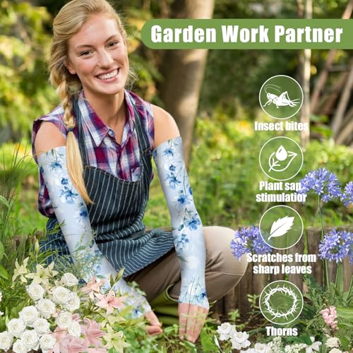 Image of Bebila Gardening Sleeves for Women Farm UV Sun Protection Anti-Scratch Cooling Sleeves with Thumb Hole Arms Cover Outdoors