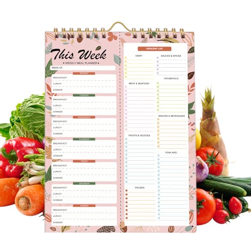 Planificador semanal de comidas | Planificador semanal de 52 hojas - Cuaderno organizador para comidas,Alimentación saludable Pérdida de peso Familia Cocina Nevera Pared Dimensiones 20x15 Cm