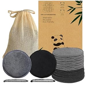 Reusable Cotton Rounds with Wood Sponge – Soft Reusable Bamboo Makeup Remover Pads – Three Layer Reusable Cotton Rounds for Face Reusable Makeup Remover Pads
