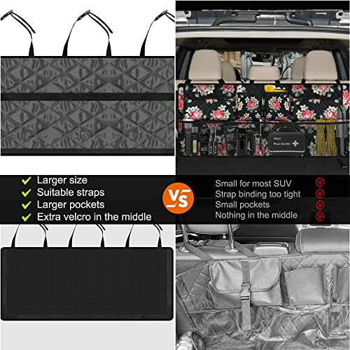 Image of Car Trunk Organizer,Large Capacity Backseat Trunk Organizer(42 inch*18 inch),Collapsible Car Storage Bag with 8 Pocekt,Car Organizer for SUV /MPV /Truck - Floral