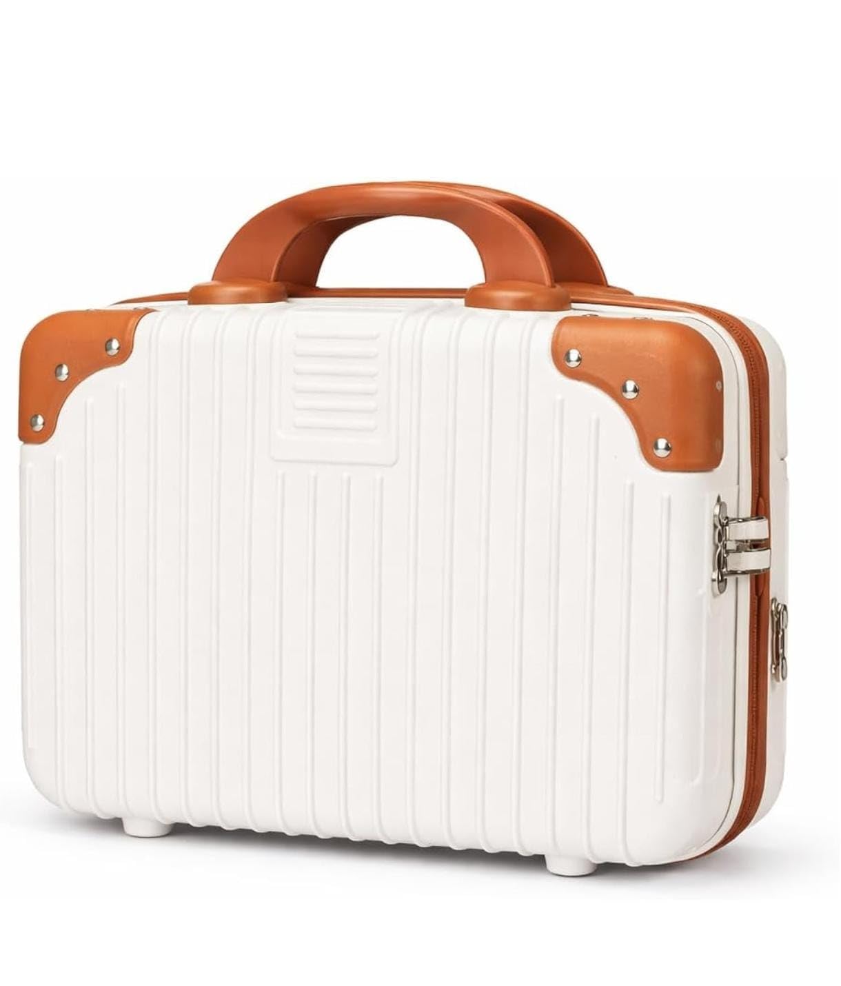 Hard Shell Makeup Vanity Case, Cream White & Brown-picture-26