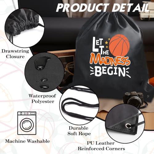 Let The Madness Begin Drawstring Backpack For Men Women, Waterproof Sport Sackpack For Basketball Lover Basketball Fan, Funny Birthday Christmas String Gym Bag Gifts3